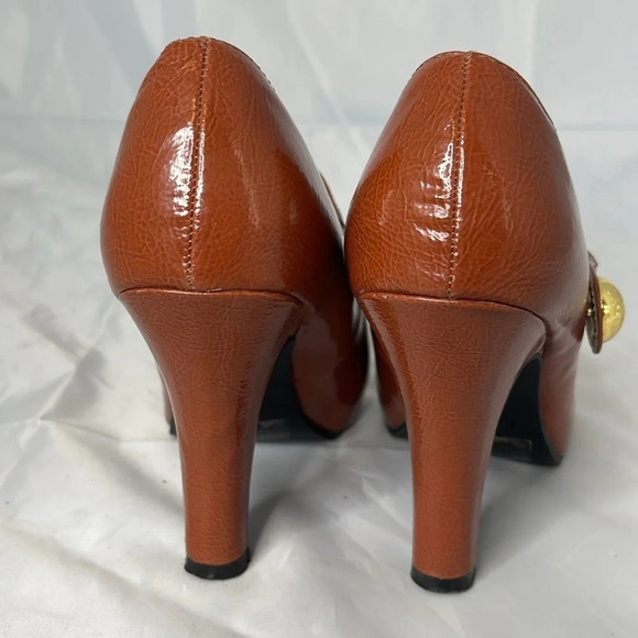 CHARLOTTE RUSSE Ashley Rusty Brown T-Strap Platform Pumps Shoes Heels Size 8 - Picture 8 of 14